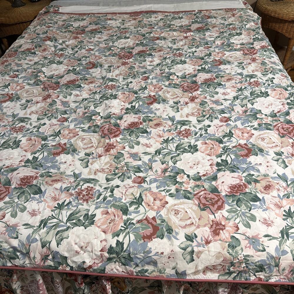 VTG Croscill Arbor Rose Full Queen Duvet Comforter Floral Ruffle Cottage Country